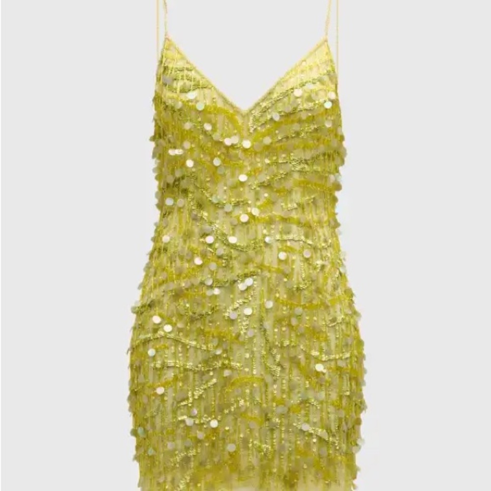 Yellow Sequin Mini Dress